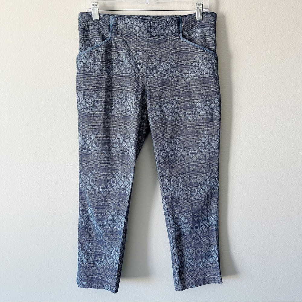 Cartonnier for Anthropologie Charlie Trouser Cropped Blue Diamond Print Size 6
